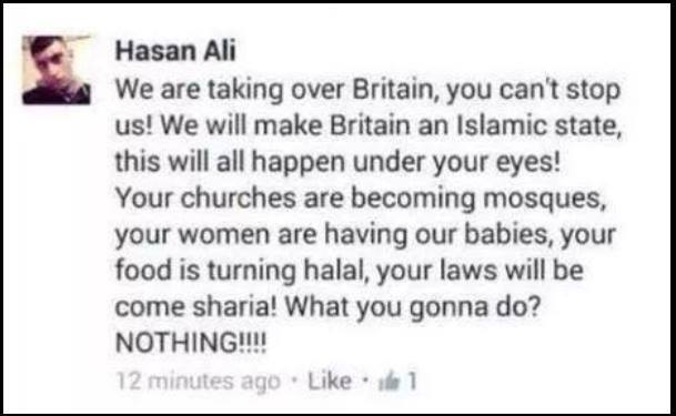 Britain an Islamic State - Hasan Ali on Facebook